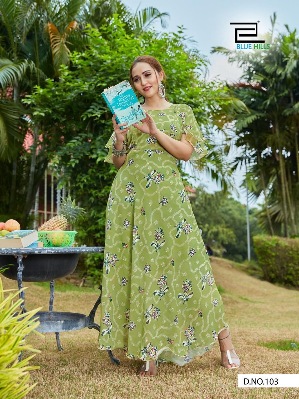 Blue Hills Big Bull 3 Ethnic Wear Fancy Designer Chiffon Digital Print  Anarkali Kurti Collection